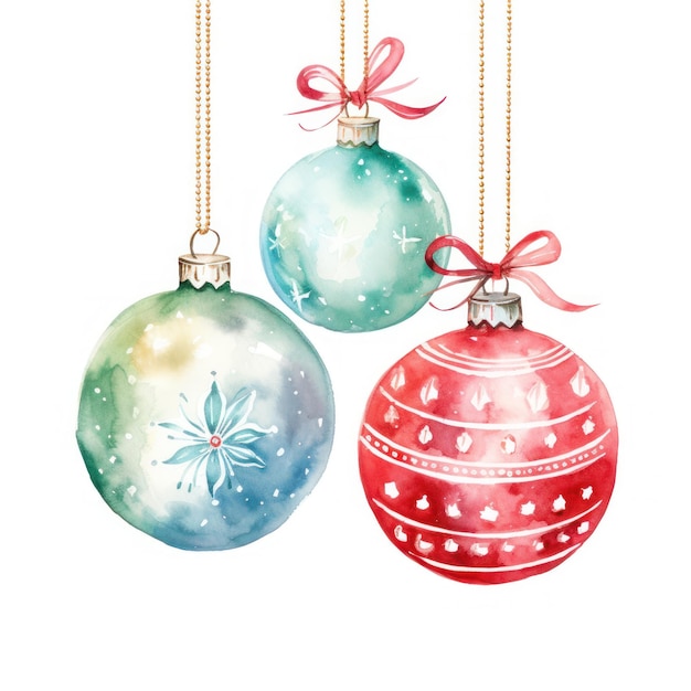 Boule de Noël aquarelle isolée