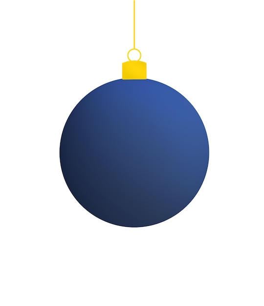 Boule de Noël bleu suspendu isolé sur fond blanc