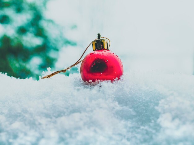 Boule de Noël dans la neige boule rouge unique