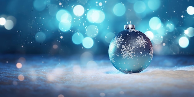 Boule de Noël avec flocons de neige concept de vacances et festivités fond bokeh IA générative