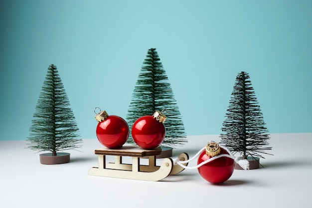 Boule de Noël luge Boules de Noël en forêt