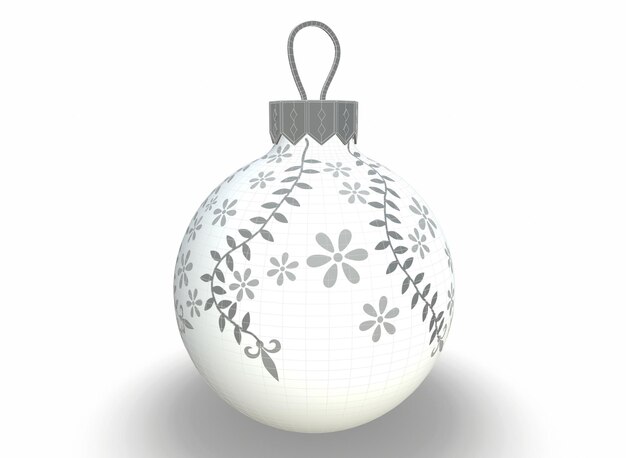 Boule de Noël rouge décoration classique brillant blanc simple basique. Bonne année babiole traditionnelle. Élément de conception de carte de voeux joyeux Noël. Rendu 3D isolé sur fond blanc