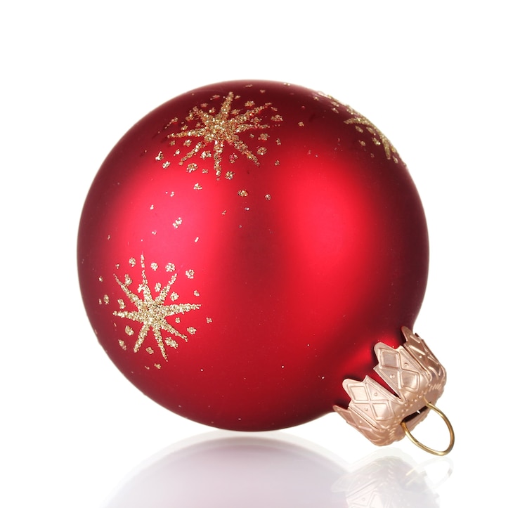 Photo boule de noël rouge fond isolé