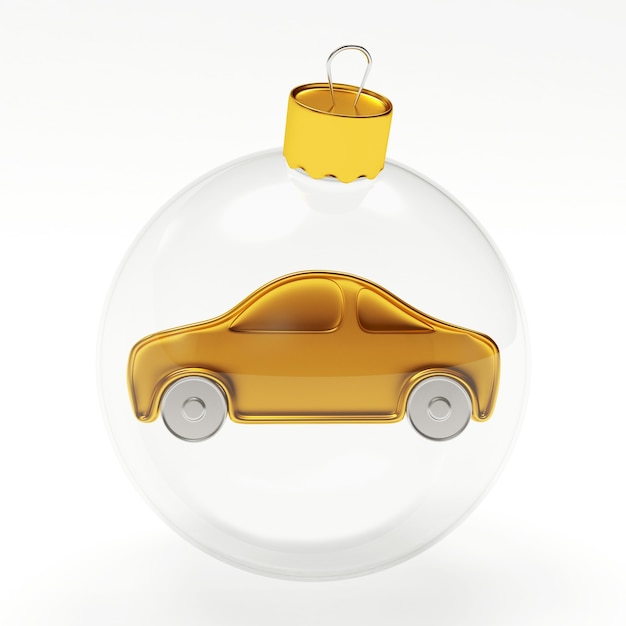 Boule de Noël transparente avec icône de voiture à l'intérieur