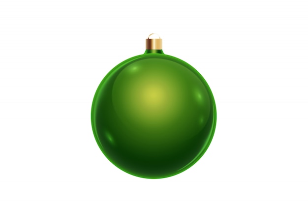 Boule de Noël verte isolée sur fond blanc. Décorations de Noël, ornements sur le sapin de Noël.