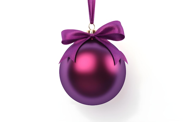 Boule de Noël violette avec un arc