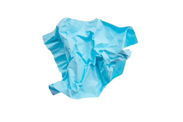 Boule de papier de couleur bleu isolé sur fond blanc