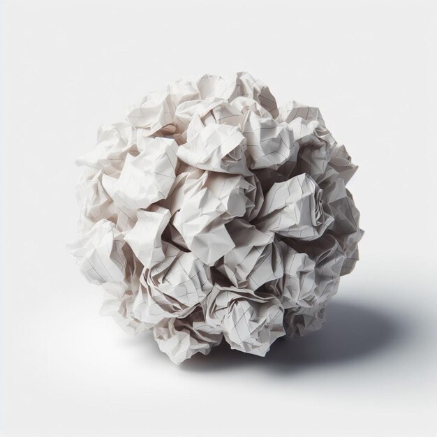 Photo une boule de papier froissé sur un fond blanc