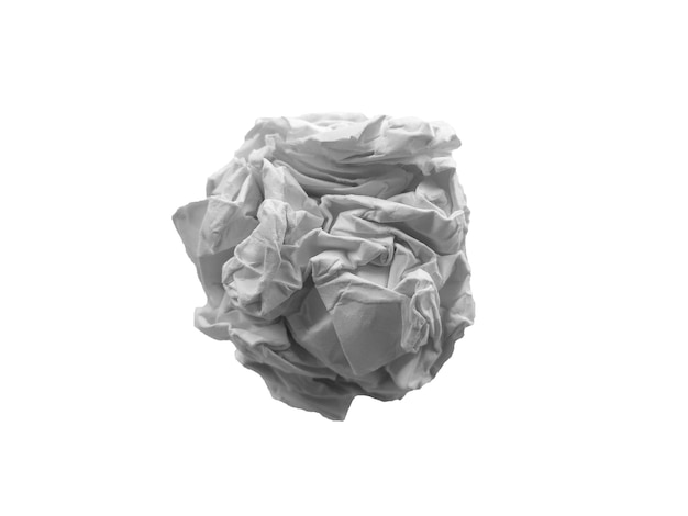 Boule de papier froissé isolé sur fond blanc