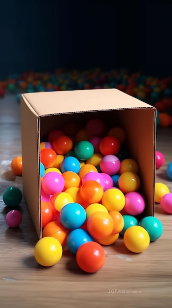 Une boule pleine de couleur brillante en boîte