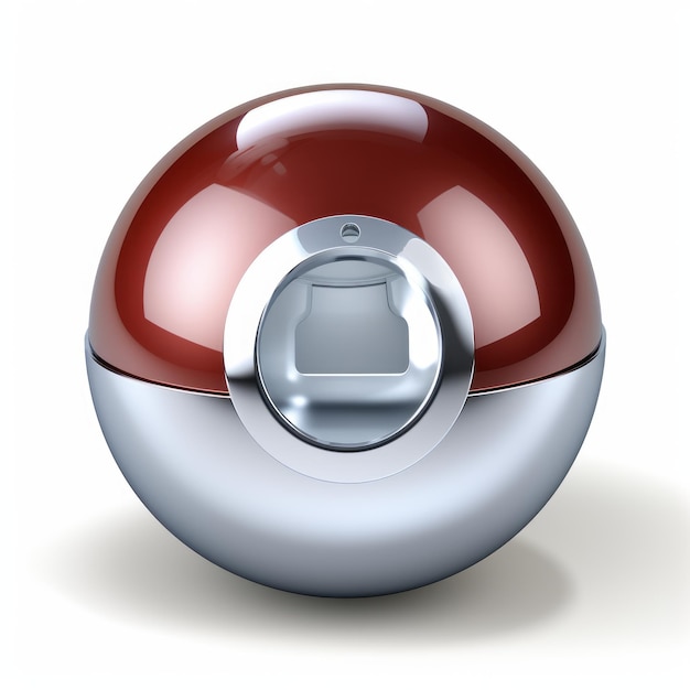 une boule de Pokémon rouge et argentée sur fond blanc