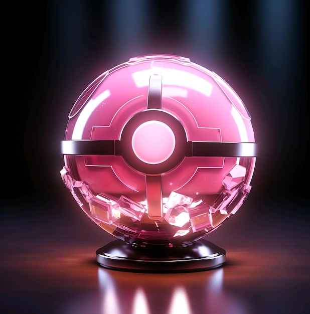 Une boule rose brillante avec un grand cercle rose sur l'illustration 3d inférieure