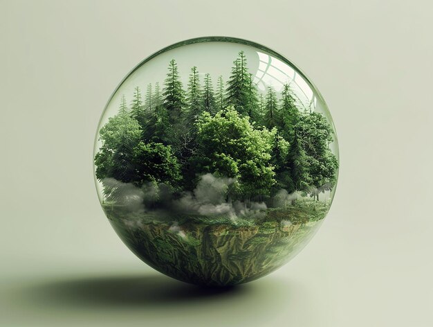 Photo une boule de verre avec des arbres et les mots arbres dessus