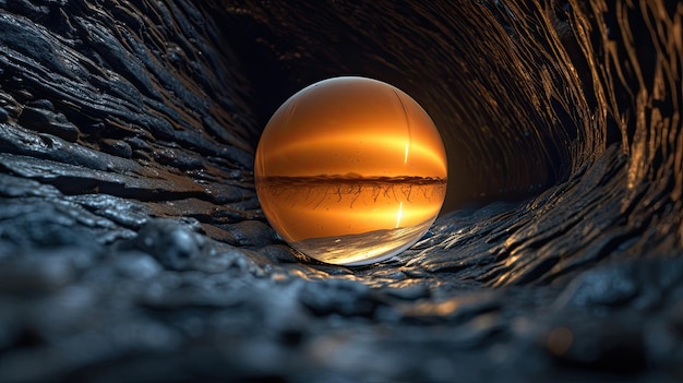 Une boule de verre dans un tunnel