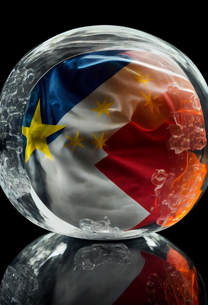 Une boule de verre avec un drapeau du costa rica dessus.