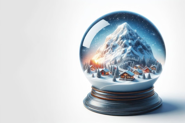Boule de verre avec un magnifique paysage de Noël d'hiver