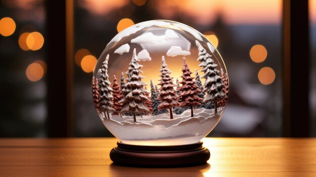 La boule de verre Snowball représente une scène de vacances enchanteuse à l'intérieur rappelant la magie de la saison