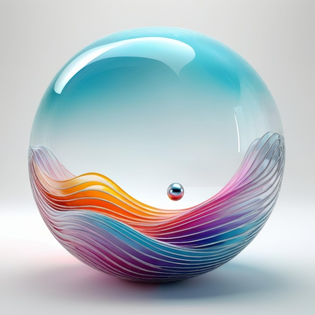 Boule de verre avec une vague d'arc-en-ciel à l'intérieur