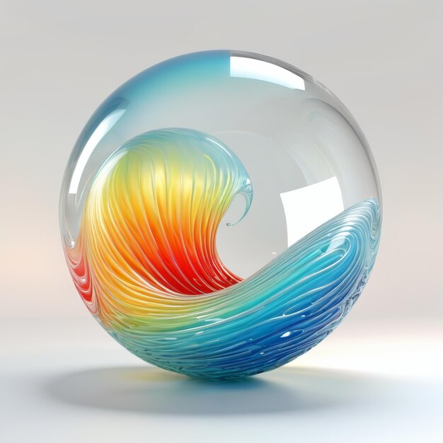 Boule de verre avec une vague à l'intérieur