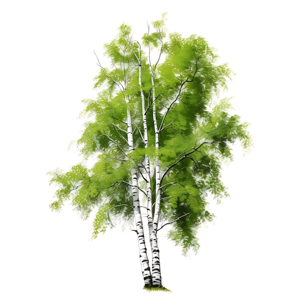 Photo bouleau de différentes couleurs feuille verte blanche arbre de taille moyenne avec isolé sur fond blanc propre