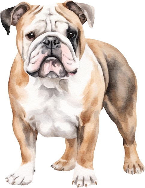 Bouledogue anglais aquarelle isolé sur blanc