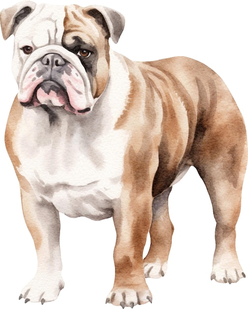 Bouledogue anglais aquarelle isolé sur blanc