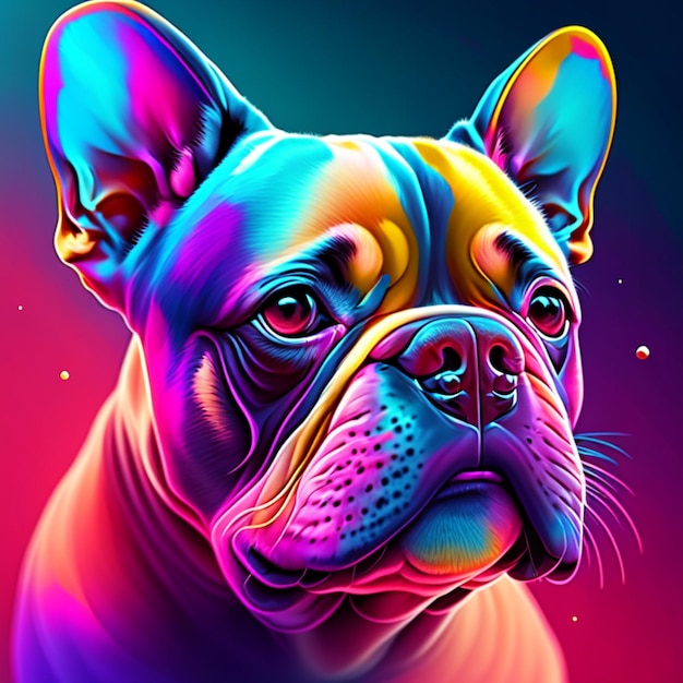 Bouledogue français fond dynamique coloré couleurs riches détaillées