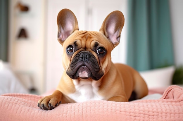 Bouledogue français mignon dans un gros plan de chambre AI Generative