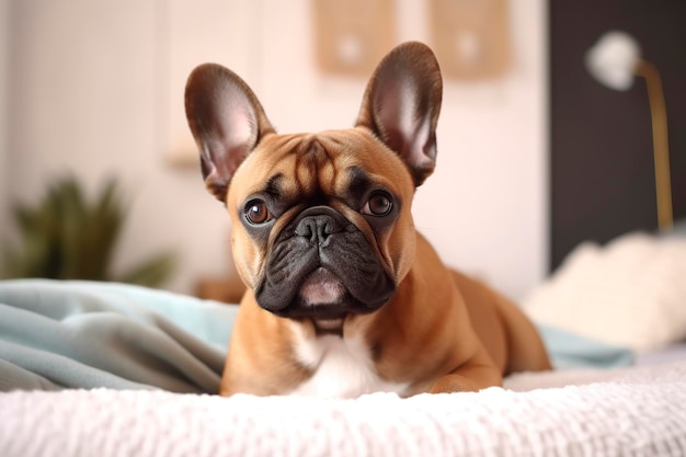 Bouledogue français mignon dans un gros plan de chambre AI Generative