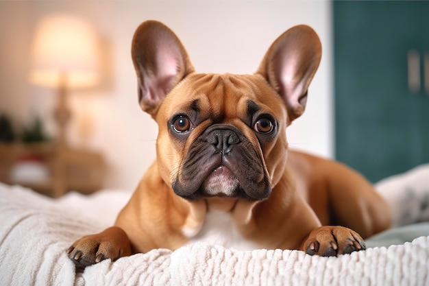 Bouledogue français mignon dans un gros plan de chambre AI Generative