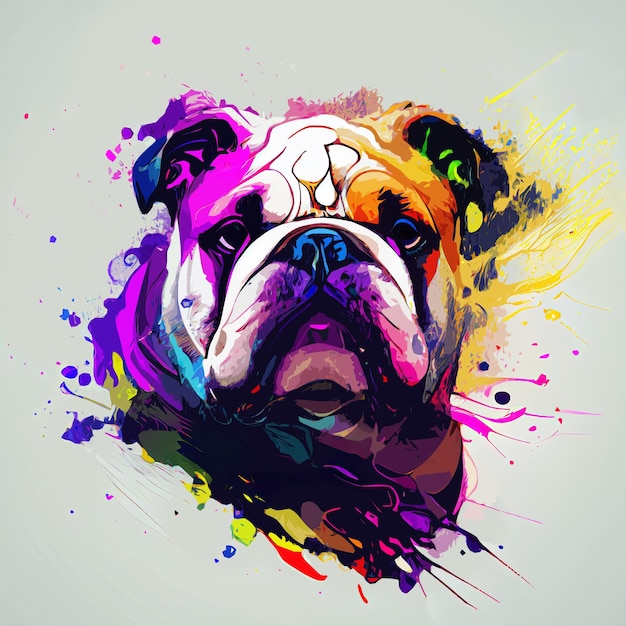 Bouledogue sur splash coloré