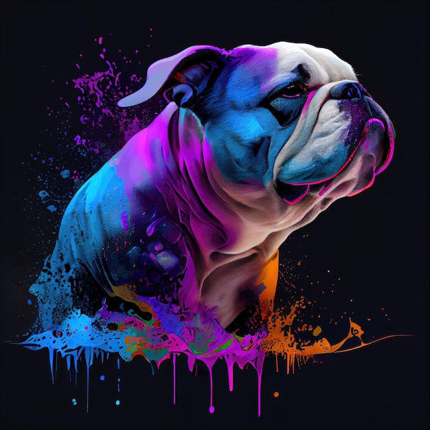 Bouledogue sur splash coloré