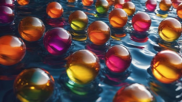 Boules d'acrylique abstraites dans l'eau