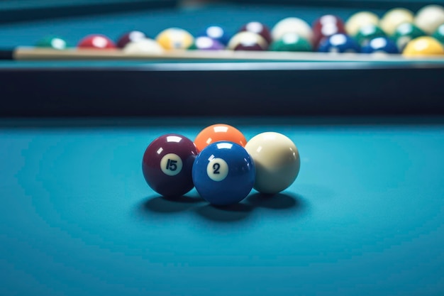 Boules De Billard Ou De Billard Sur Table Bleu Clairai Généré