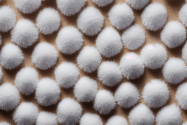 Boules blanches moelleuses roulées à partir de fleurs de coton pour la décoration