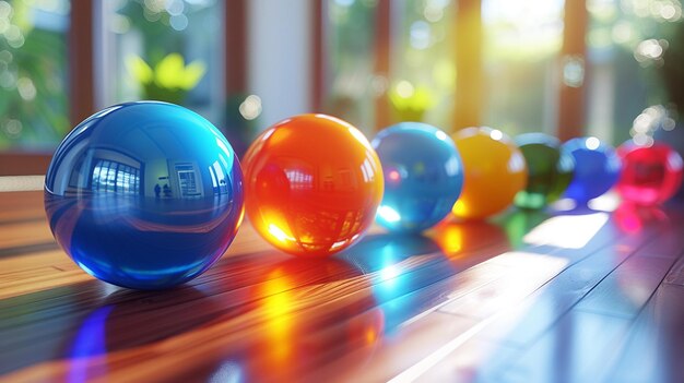 Des boules colorées sur le sol