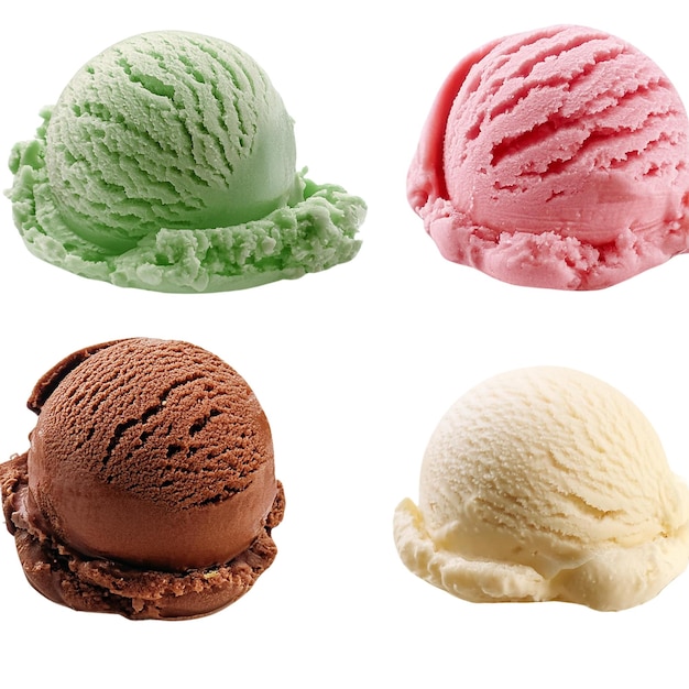 boules de crème glacée isolées sur fond blanc