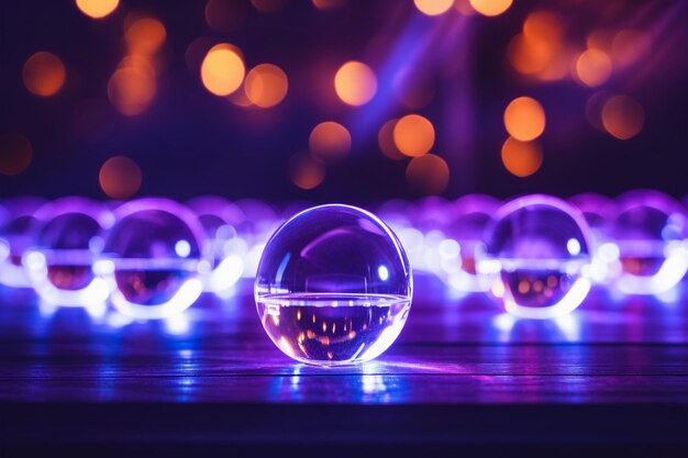 Photo des boules de cristal sur fond violet