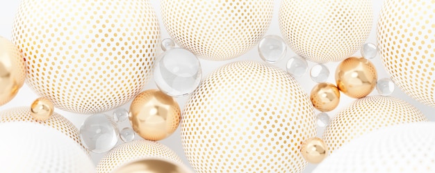 Boules dorées abstraites Fond de forme géométrique brillant réaliste
