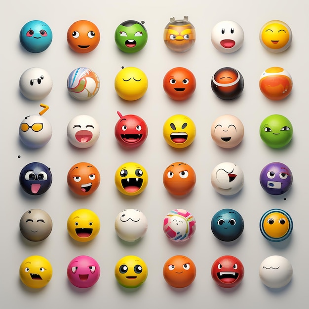 Photo des boules d'emoji ludiques dans le style de l'ia générative