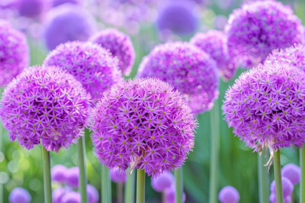 Boules de fleurs d'allium en fleurs