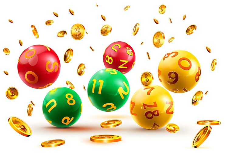 Photo boules de loterie avec des pièces d'or