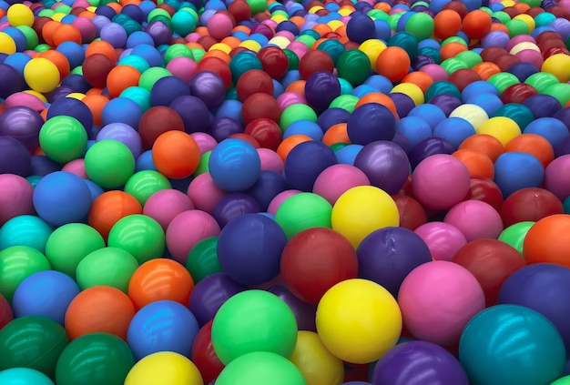 Boules multicolores lumineuses pour la piscine pour les jeux d'enfants.Jouets pour enfants, divertissement pour enfants.Utiliser dans les catalogues de magasins pour enfants, centres de divertissement publicitaire.Fond multicolore lumineux