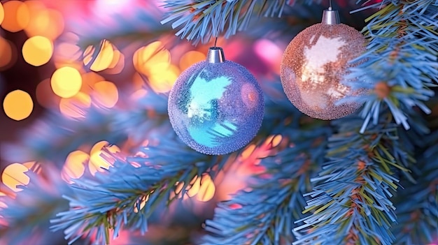 Boules de Noël accrochées au sapin