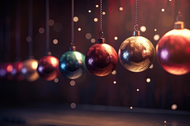 Boules de Noël aux tons chauds parfaites pour une utilisation dans des arrière-plans de scène vibrants aux couleurs festives AI générative