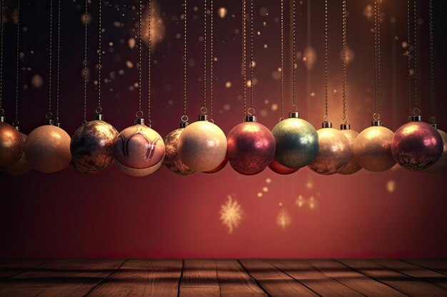 Boules de Noël aux tons chauds parfaites pour une utilisation dans des arrière-plans de scène vibrants aux couleurs festives AI générative