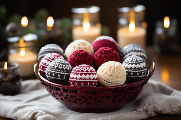 boules de Noël faites de laine