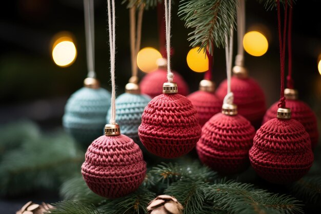 Photo boules de noël faites de laine