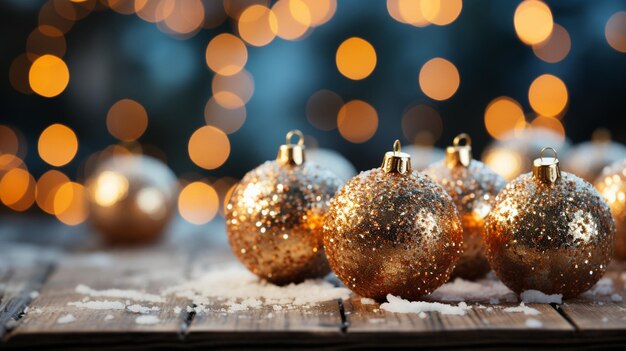 boules de Noël sur fond flou