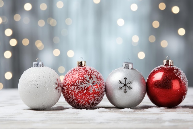 boules de Noël sur fond de neige